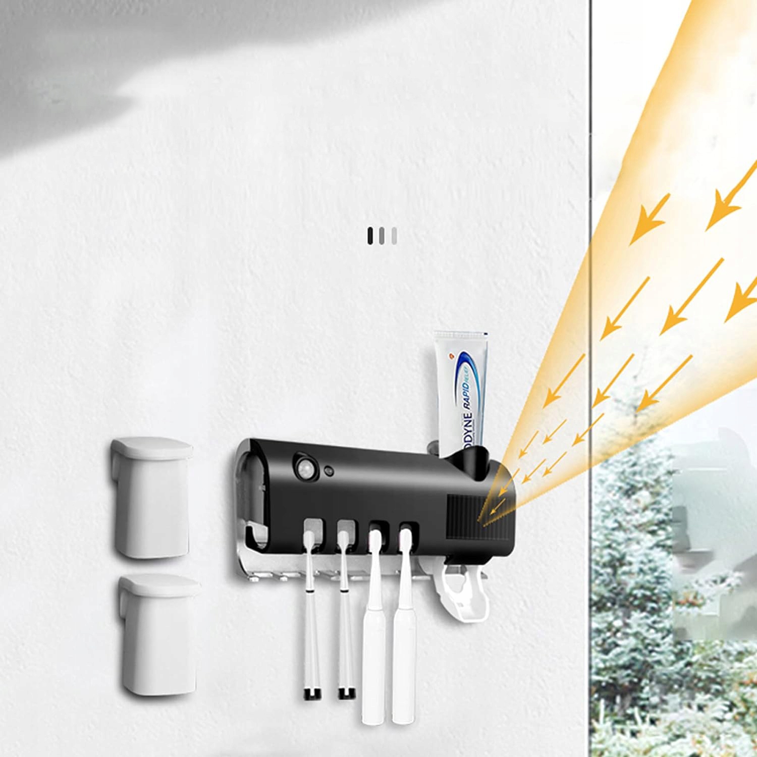 UCHWYT NA SZCZOTECZKĘ DO ZĘBÓW DOZOWNIK PASTY DO ZĘBÓW DEZYNFEKCJA UV 500MA Kod producenta 6HG0776BK++OPH