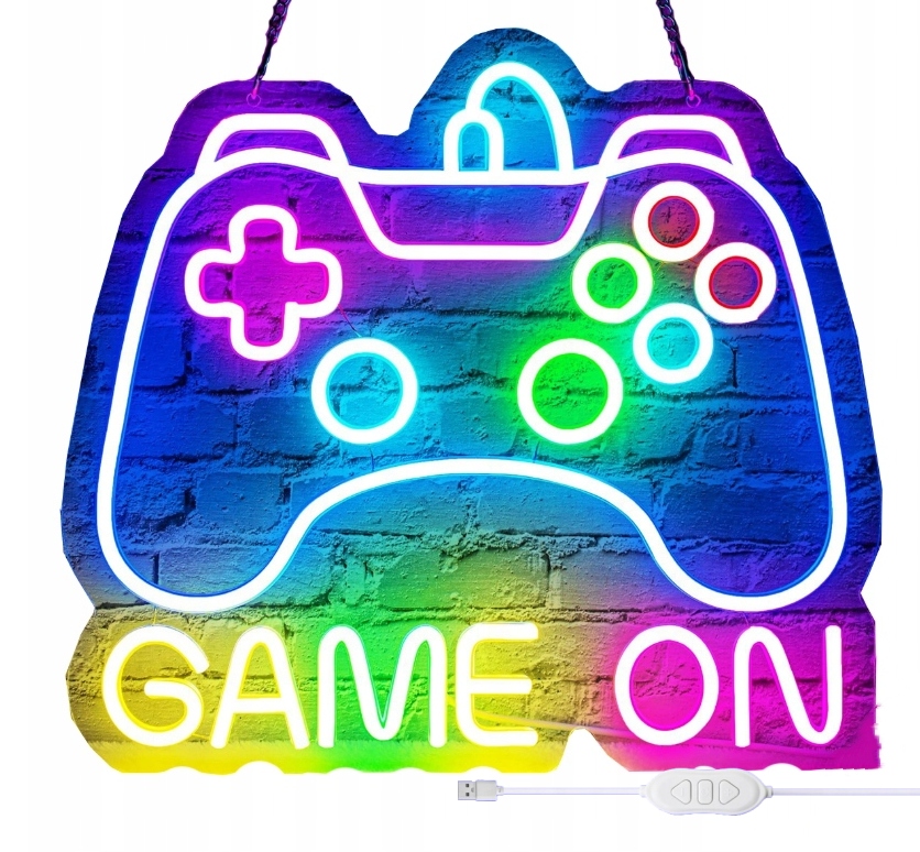 Neonová Led Lampa Na Zeď Noční Usb Pad Gamepad Dekorace Gamera