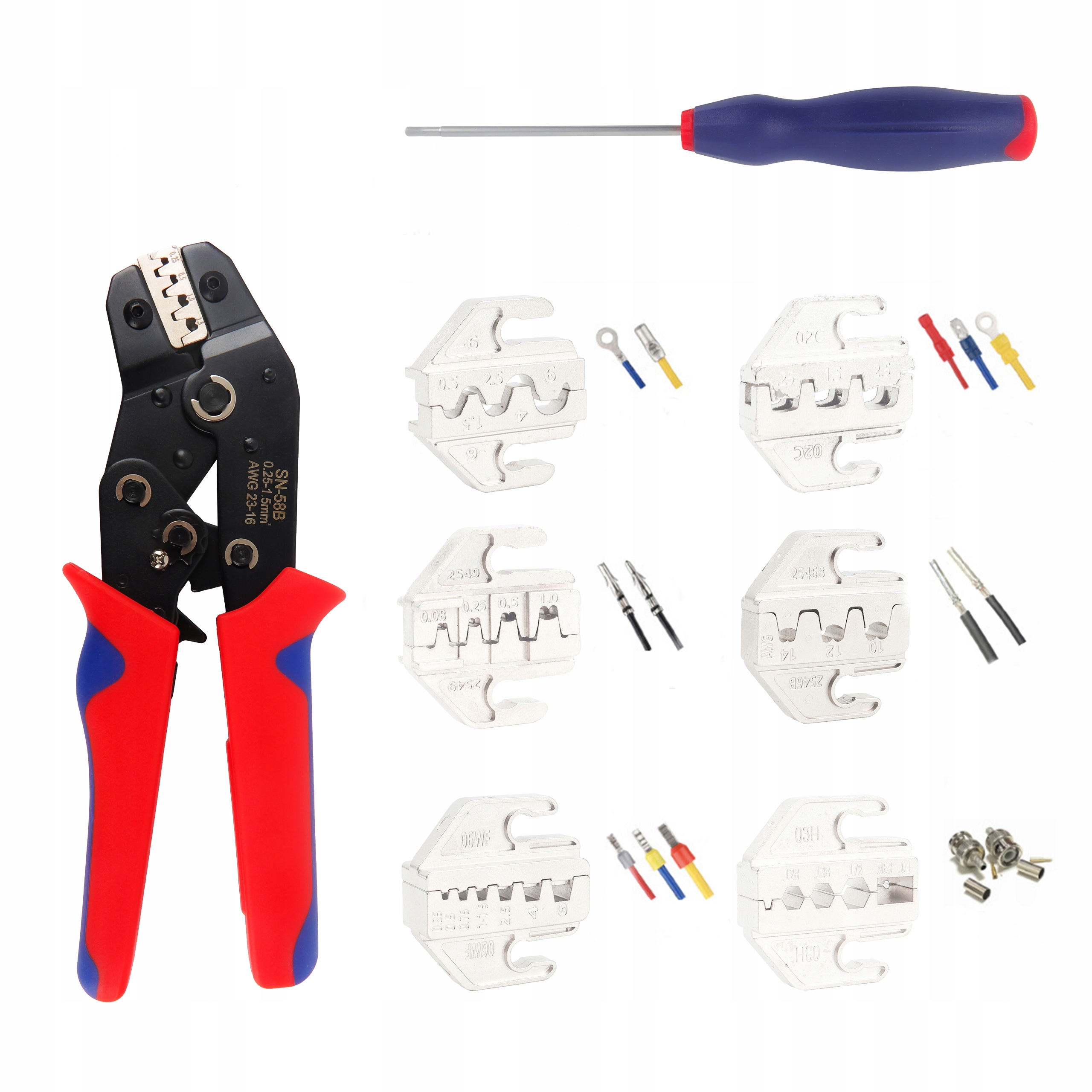 Sada Krimpovačů Konektorů 6 Lisovacích Matic Kabelů Krimpovač Konektorů