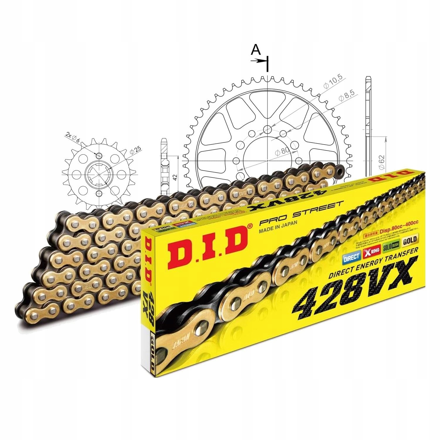 Mxt Zestaw łańcuchów Did stal 428VX / 128