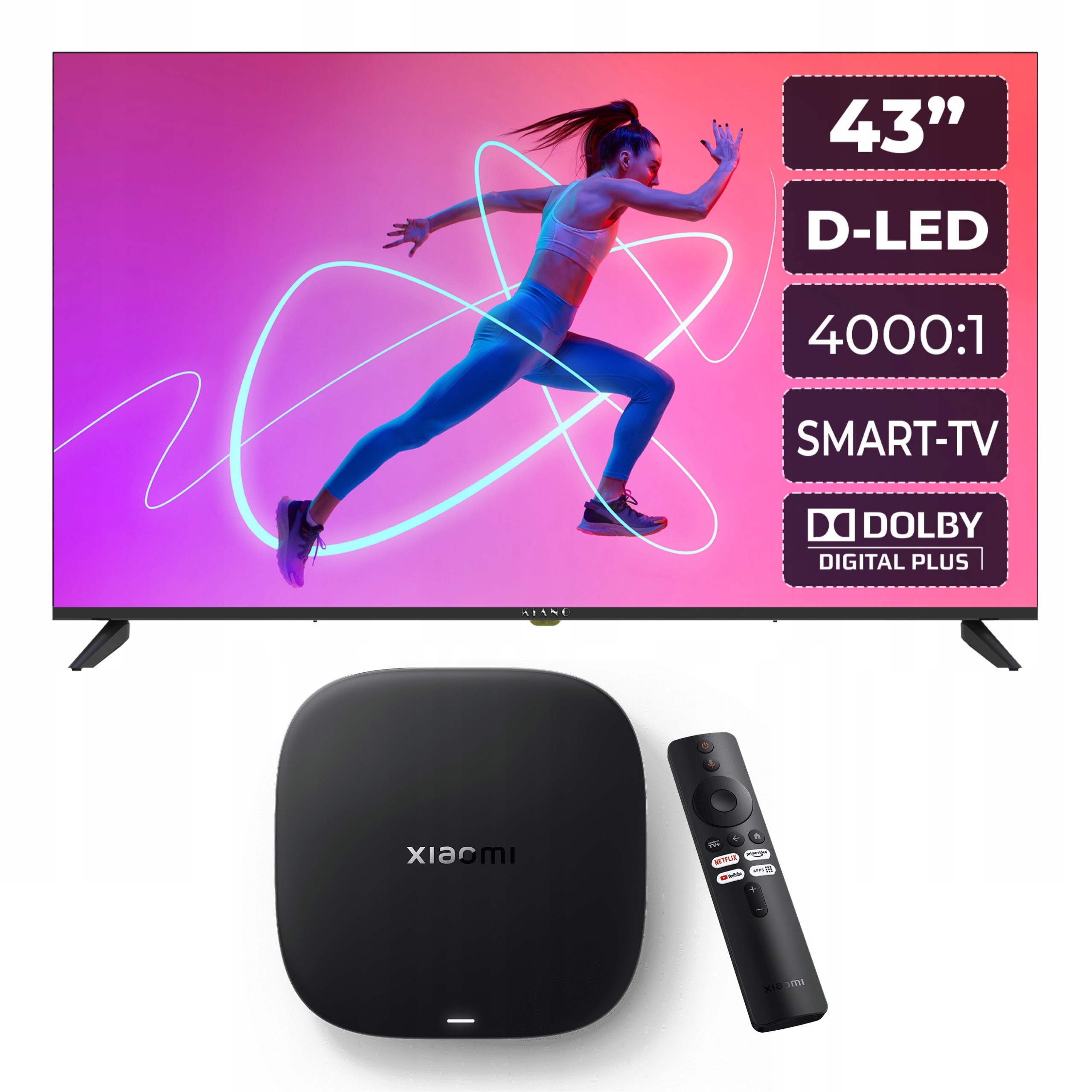 Televízor Kiano KE43 Led Tv 43" 4K Smart Tv Xiaomi Tv Box S (3 Gen)
