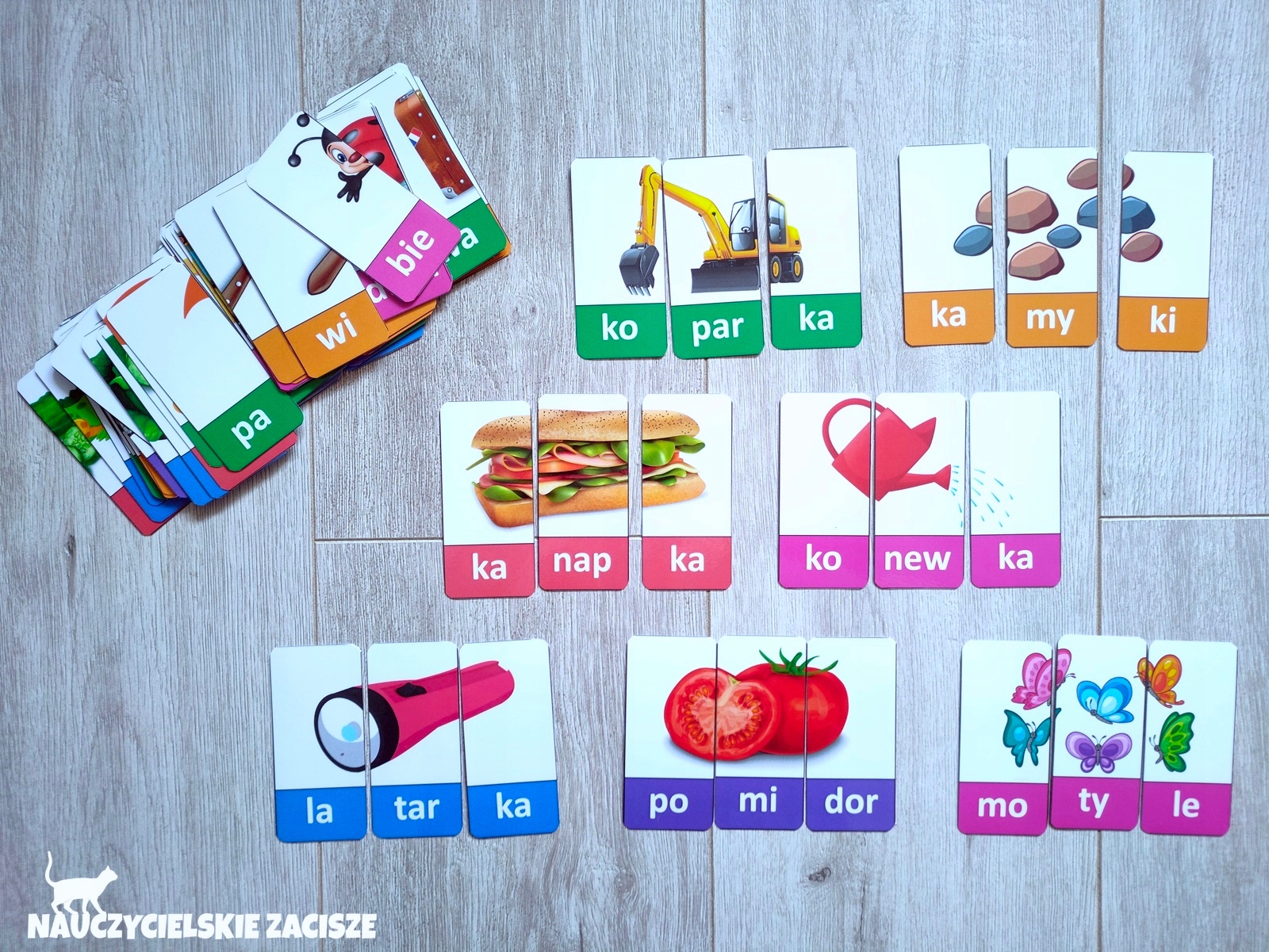 SYLABY Puzzle dla dzieci 36 wyrazów 3-sylabowych Klasa 1 2 3