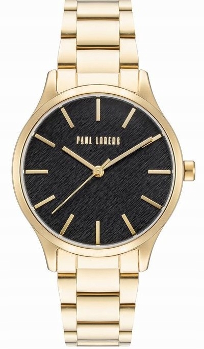 Dámské hodinky Paul Lorens, quartzový ciferník, černý, náramek zlatý, 34 mm