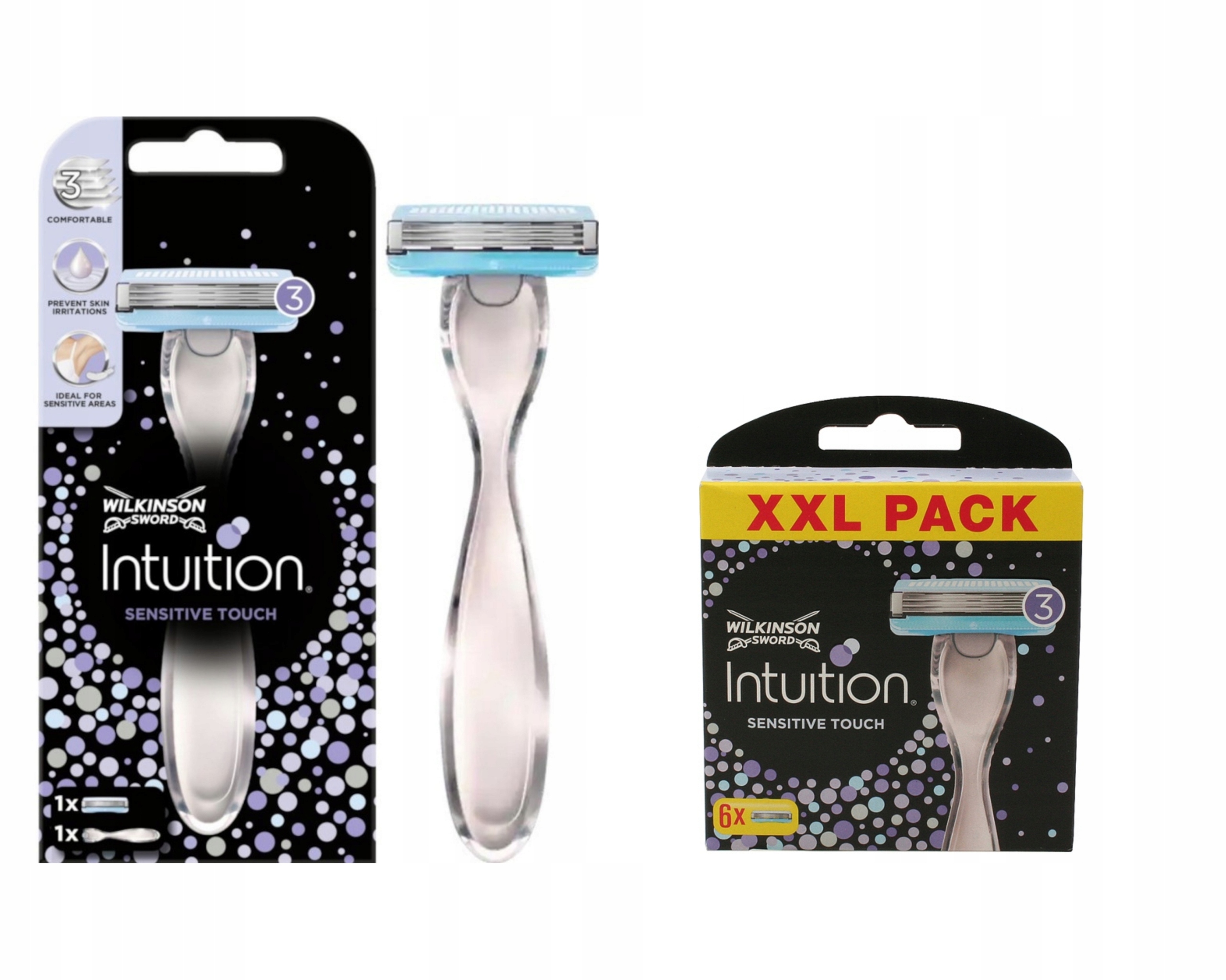 Wilkinson Sensitive Touch Strojek 3 čepele Intuition náplně 3 čepele 6 Ks