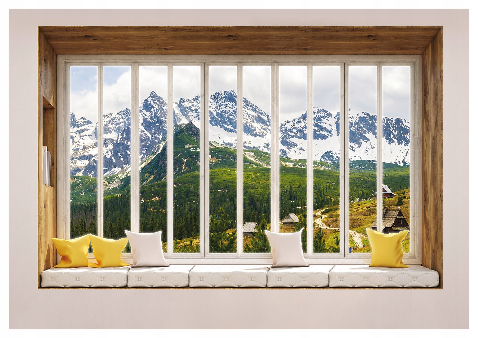 Fototapeta Okno s výhľadom na Alpy Hory 300x210 Alpská krajina lepidlo