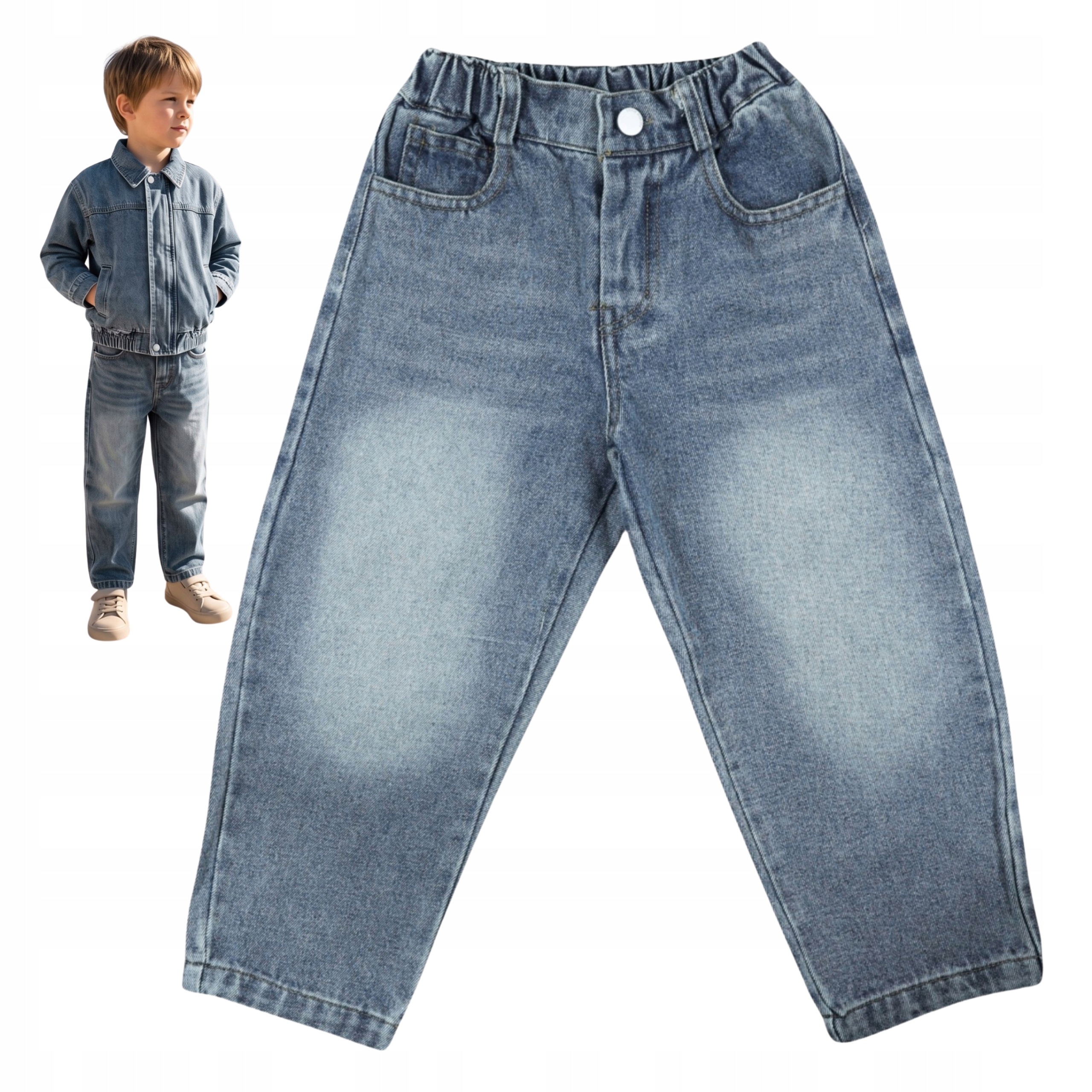 Spodnie Jeansowe Chłopięce 104cm Niebieskie Całoroczne Jeansy dla Chłopca