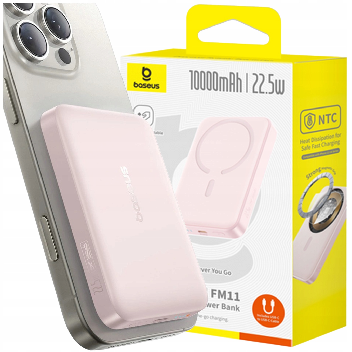 Indukční Powerbanka Baseus 10000 mAh 22,5W Magnetický Magsafe Kabel Usb-c