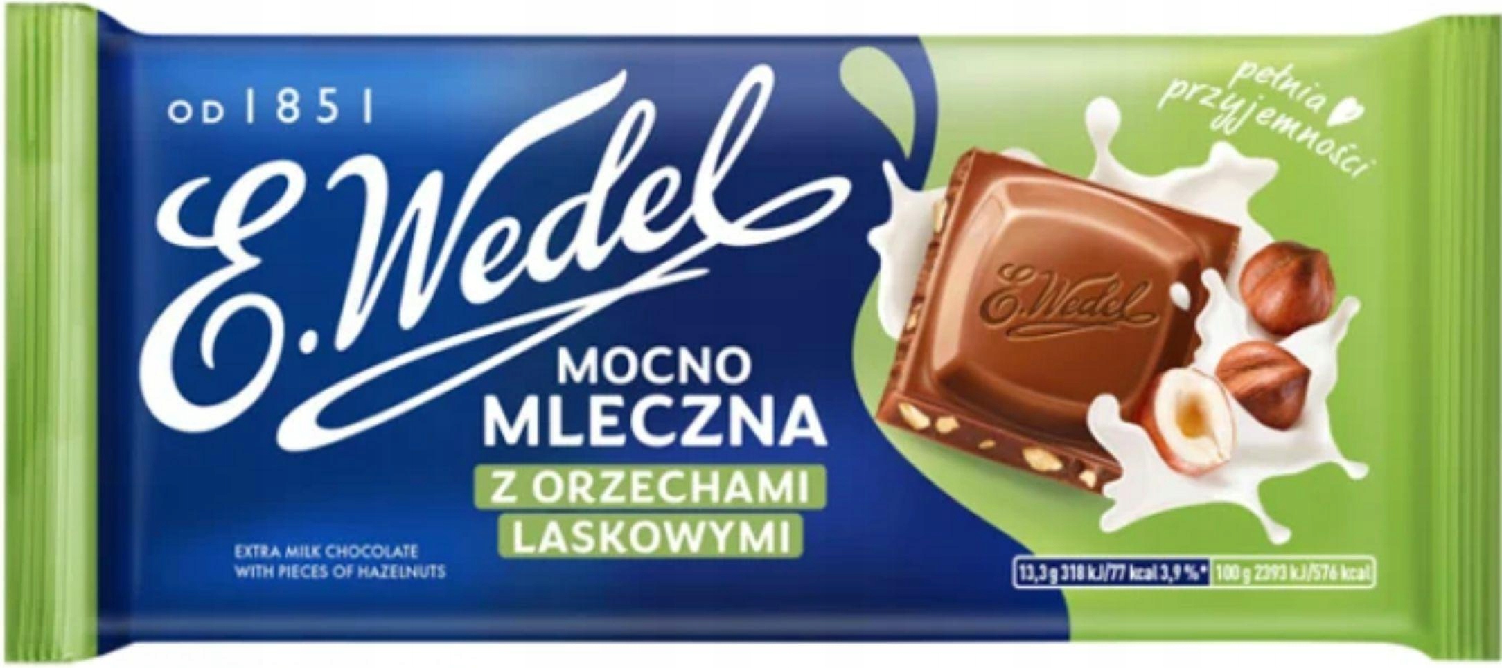 22 Sztuki Wedel Czekolada 80G Mocno Mleczna Z Orzechami