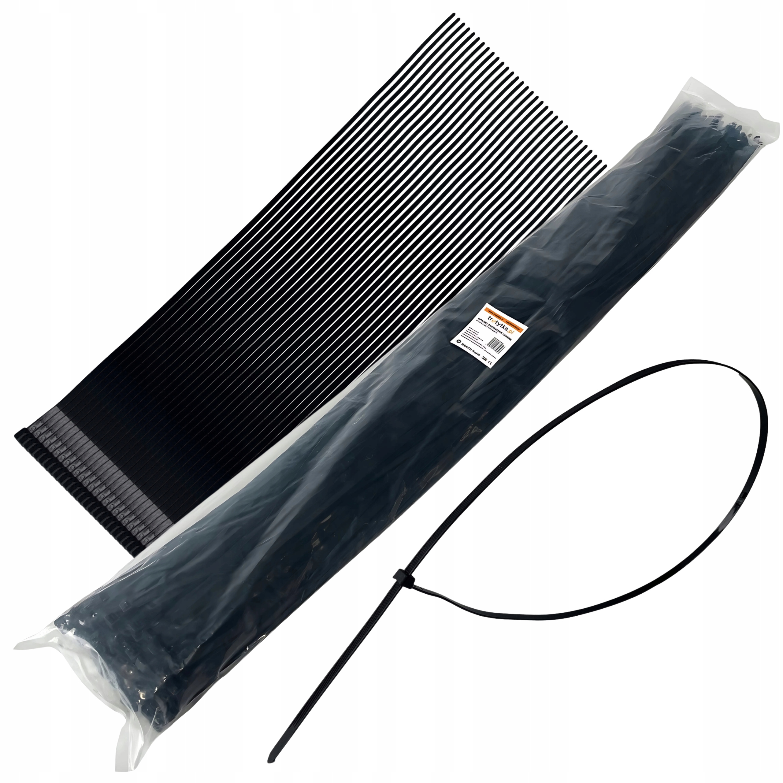 Stahovací Pásky dlouhé Černé Upínací pásky Silné Odolné 8,5 x 1200 mm 100 ks