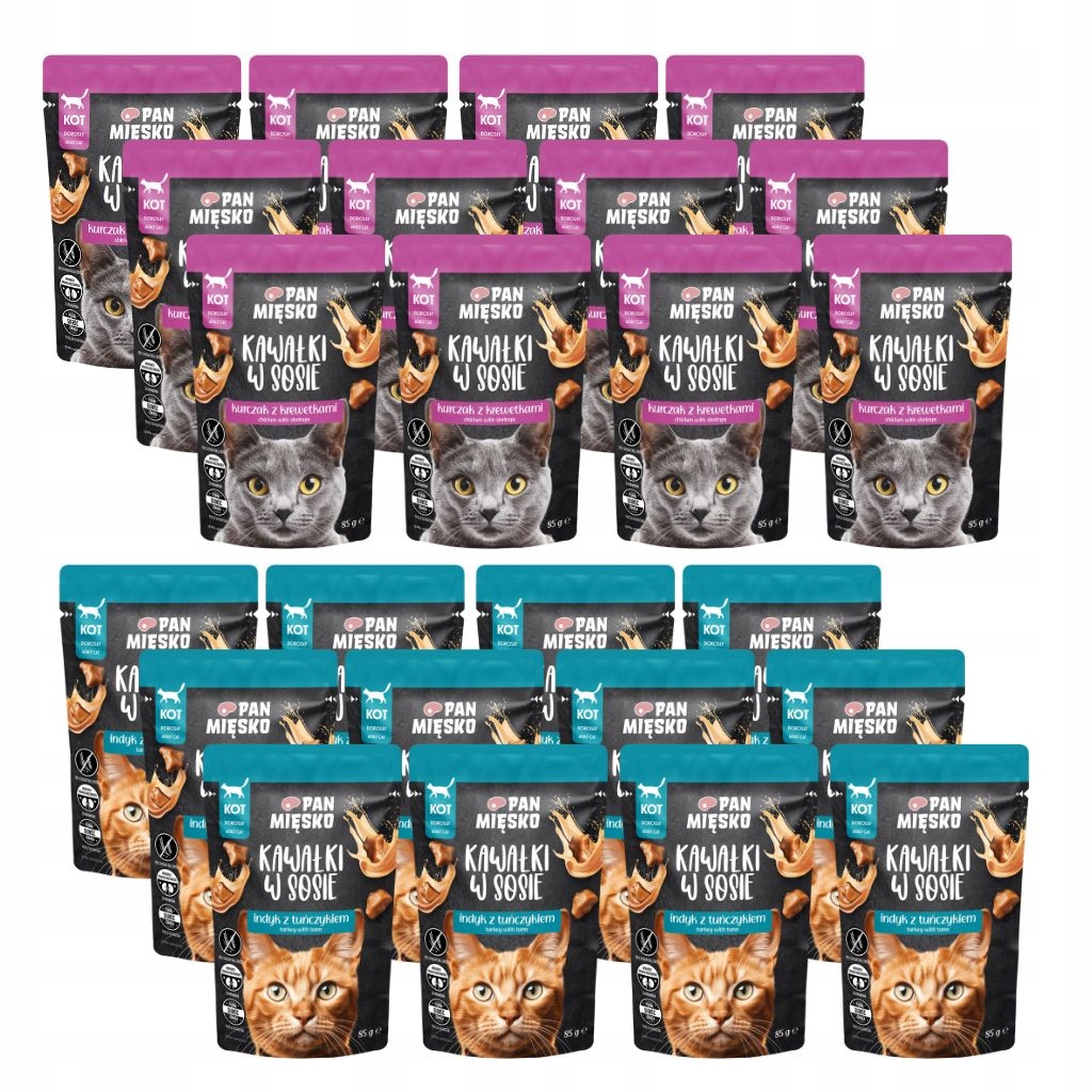 Pan Mięsko Karma mokra dla kota Kawałki w sosie mix smaków Rybne 24x85g