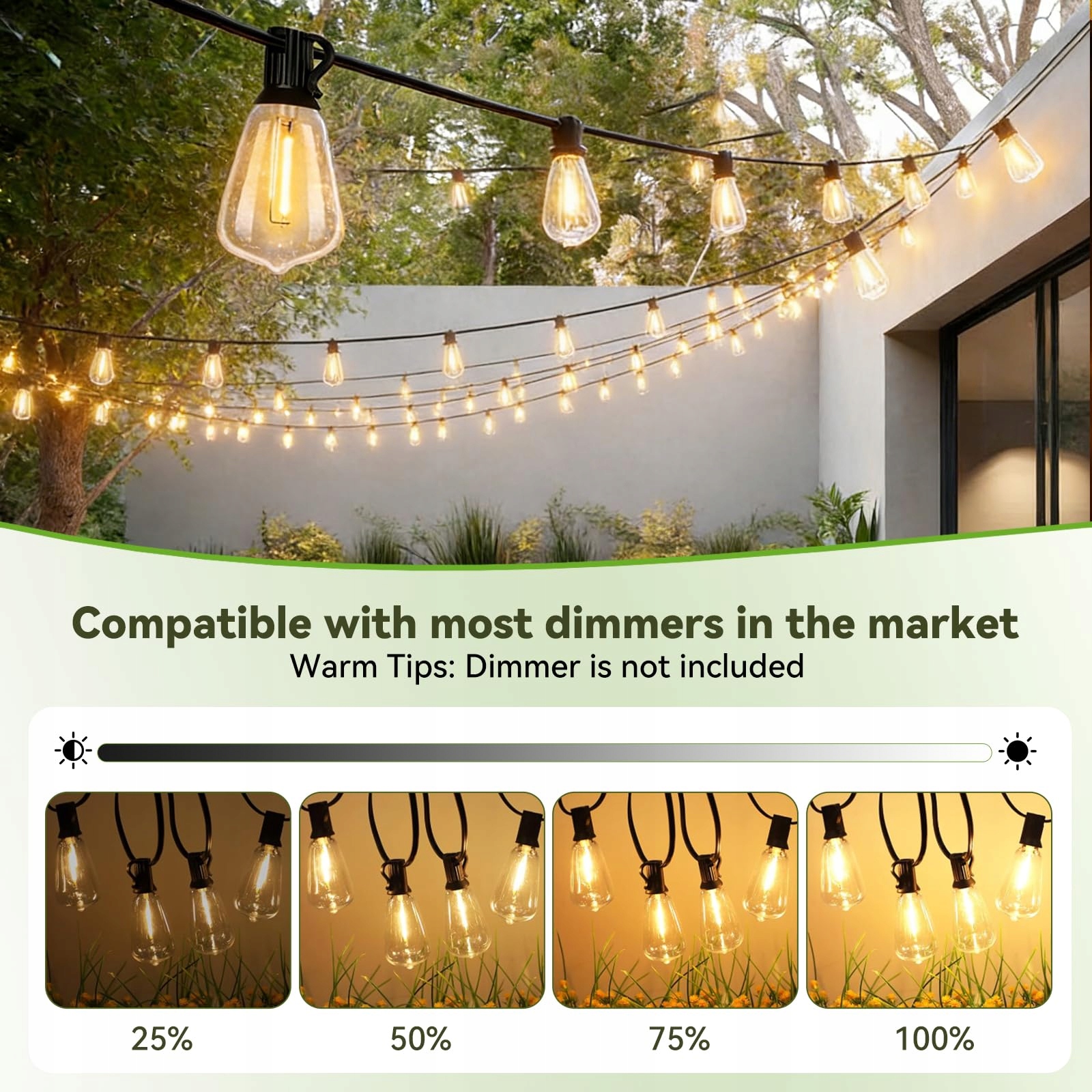 WWEIXUN LED Girlanda 15M ST38 Vintage 21 Żarówek IP44 Wodoodporna — miniatura 5