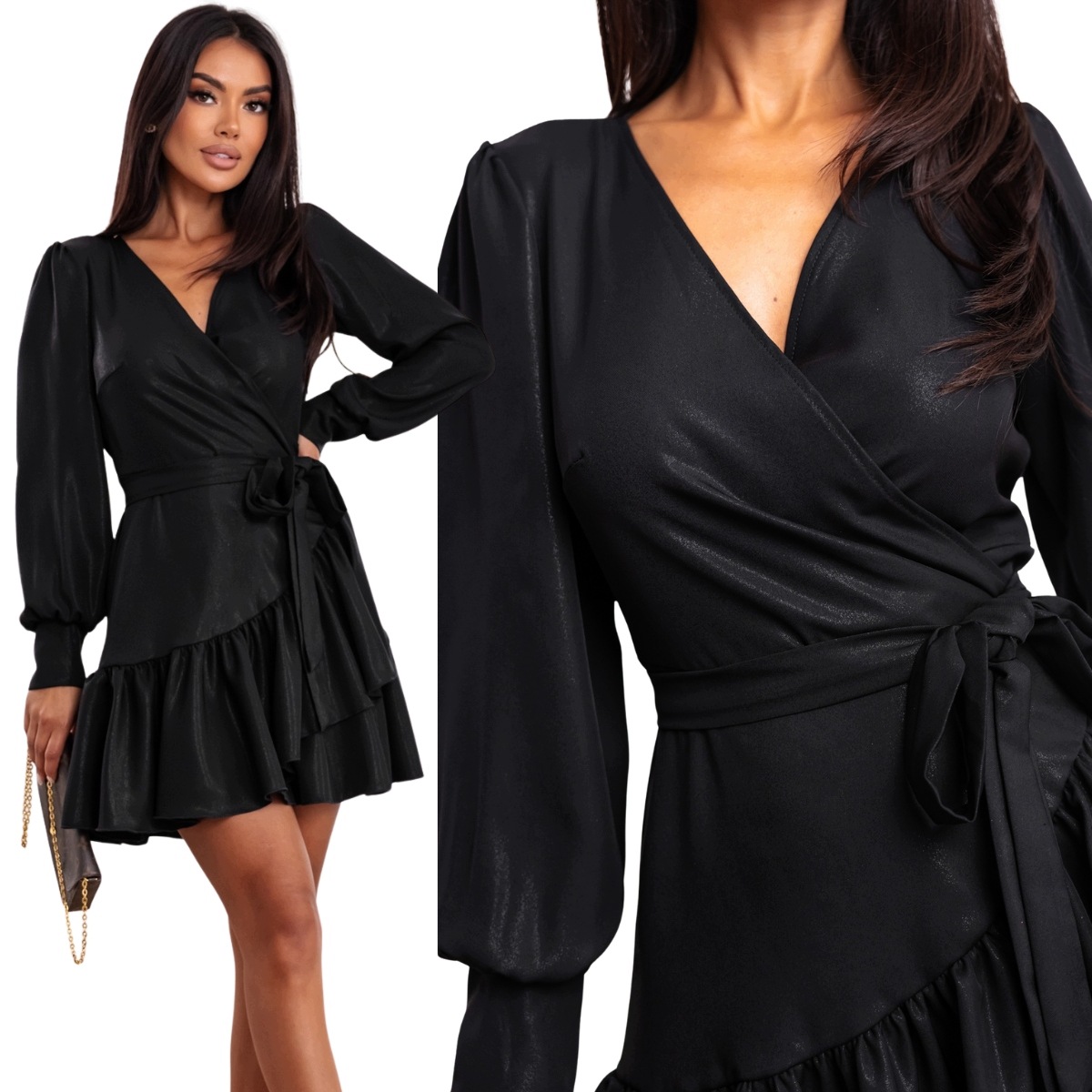 Šaty dámská elegantní krajková lesklá s volánky 821212 L/XL