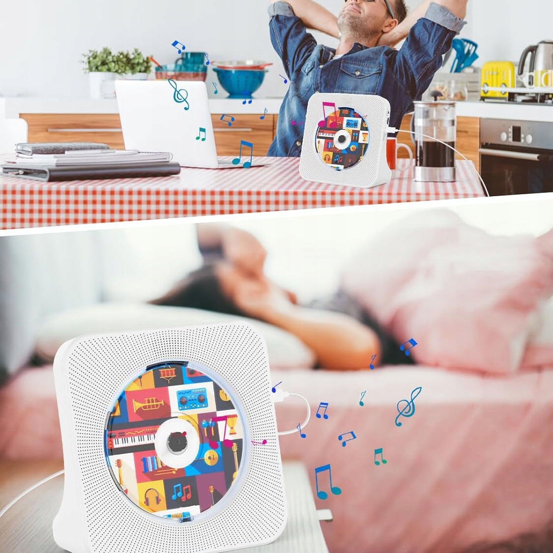 ODTWARZACZ CD BLUETOOTH Z GŁOŚNIKAMI, ODTWARZACZ CD PRZENOŚNY GŁOŚNIK HI-FI Odtwarzane nośniki CD