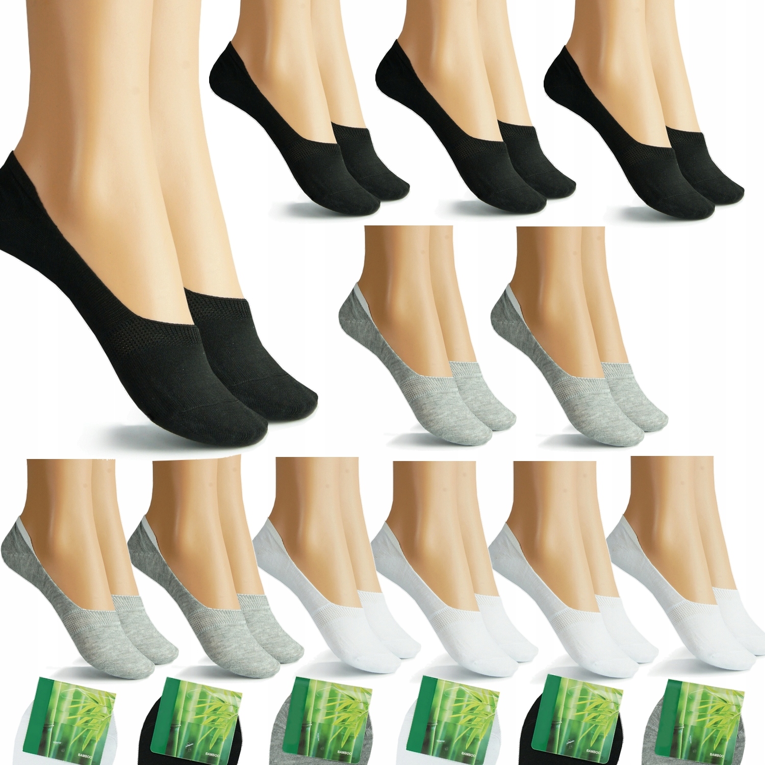 

12x Stopki Bawełniane damskie Niskie Silikon 39-41