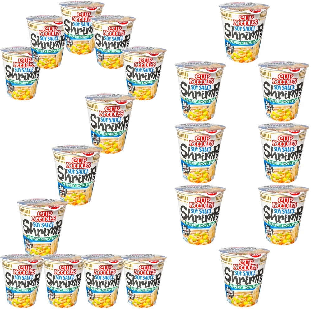 20x Zupka Błyskawiczna Makaron Instant Smak Krewetki Shoyu Kubek 63g Nissin