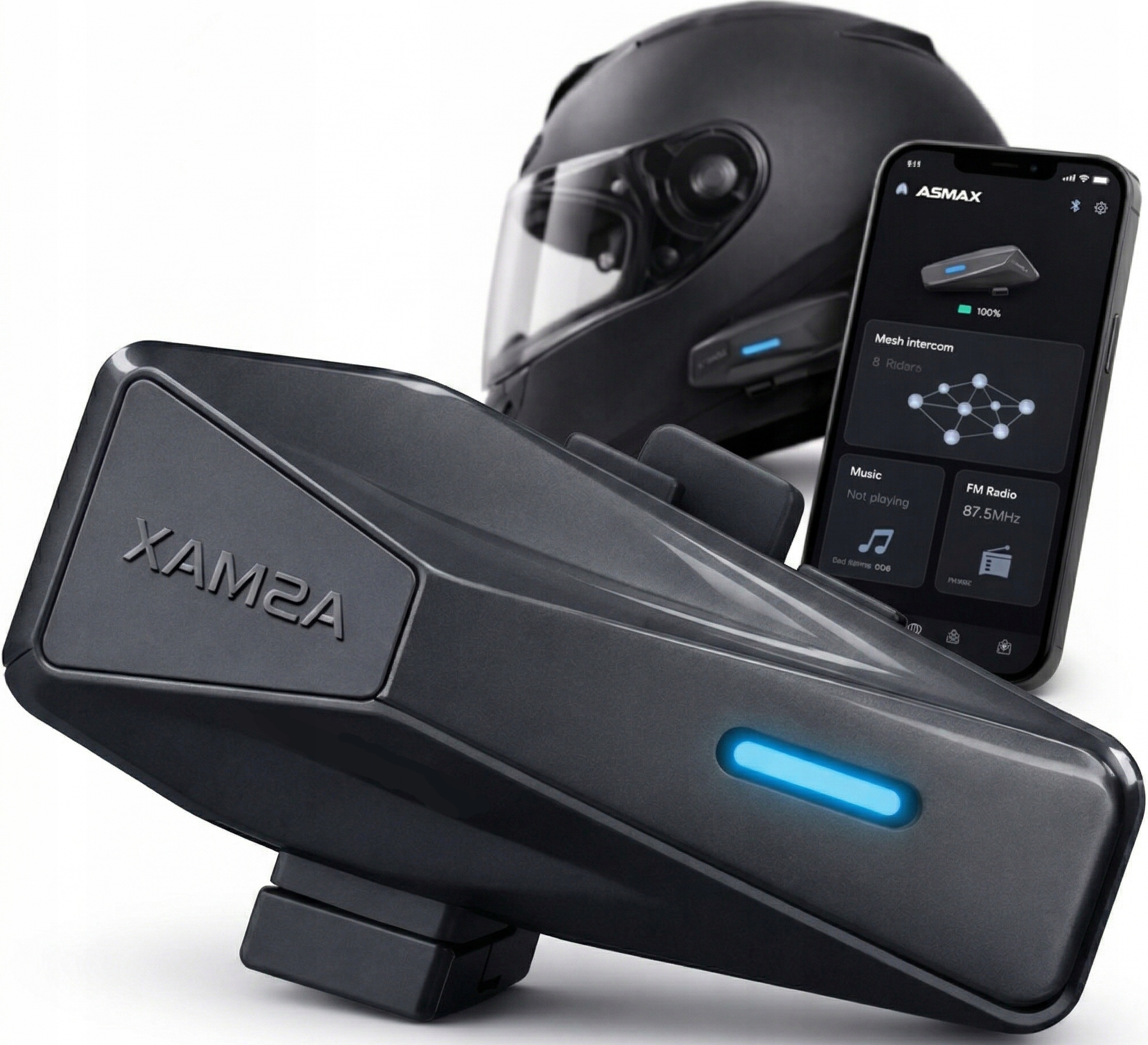Motocyklový interkom Bluetooth 5.4 pre prilbu Mesh 8 osôb 8 km Anc 160 km/h Fm