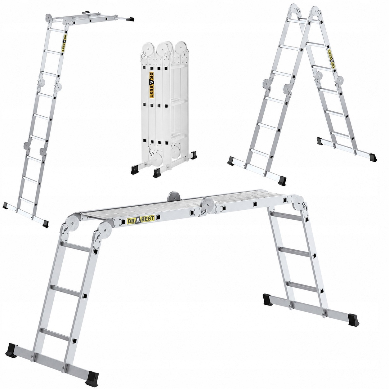 Drabina uniwersalna 4x3 Pro Z Podestem wielofunkcyjna składana Drabest