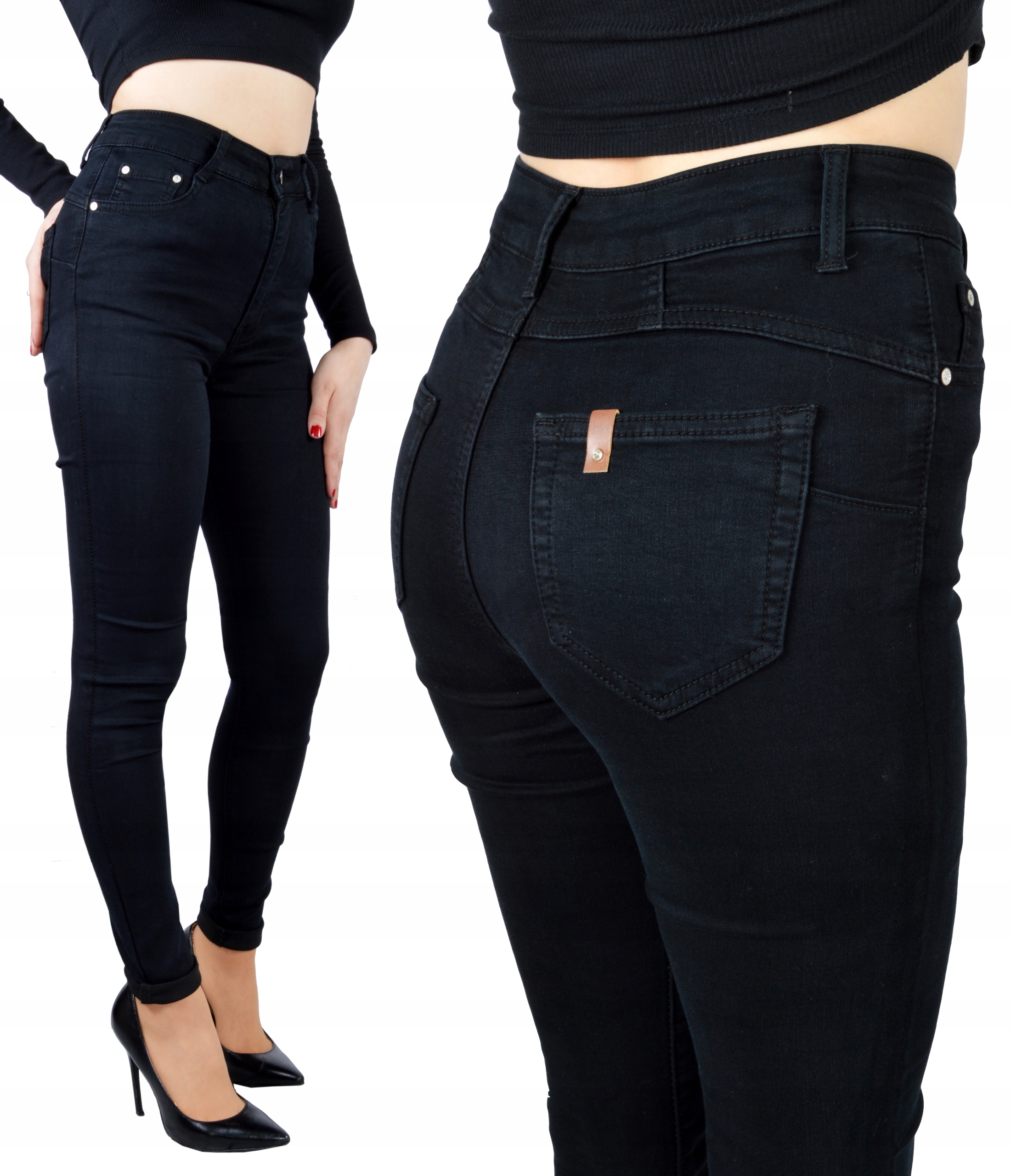 

Spodnie Jeansy Wysoki Stan Jeansowe Push-Up Skinny