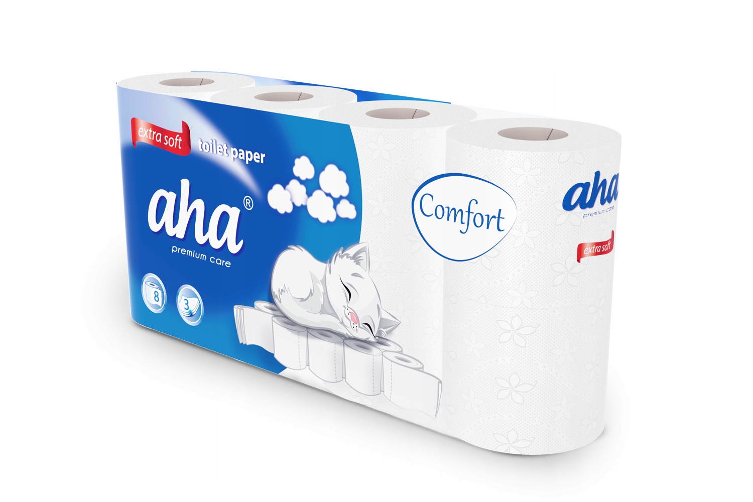 

Papier Toaletowy Aha Comfort Biały 3-W 8 rolek