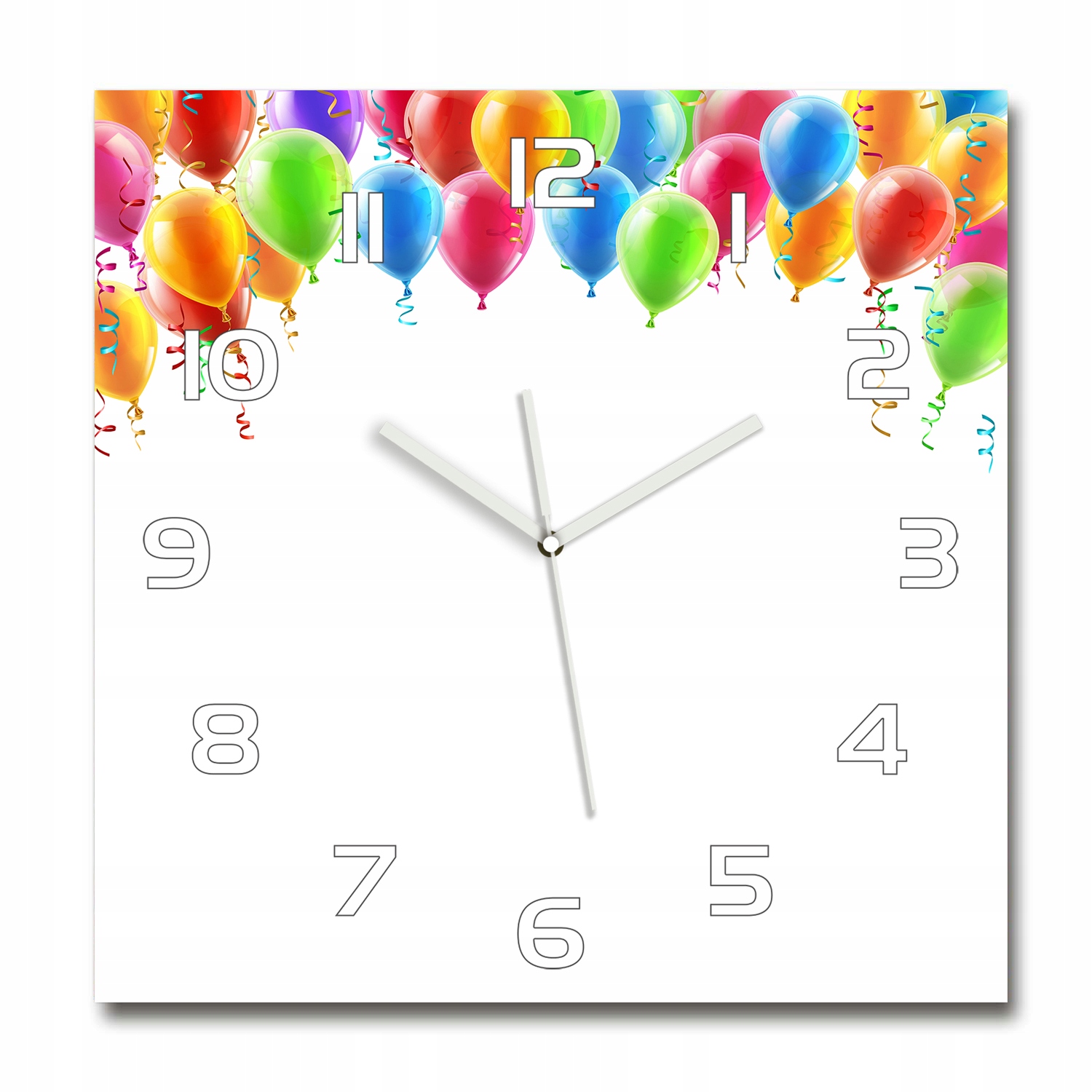 

Szklany duży zegar wiszący Kolorowe balony 60x60cm