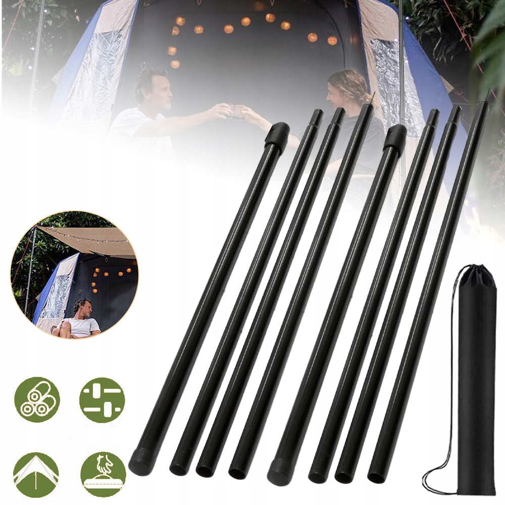 REGULOWANE SŁUPKI DO PLANDEKI TELESKOPOWY ZESTAW 2, DRĄŻKI NAMIOTOWE 2M