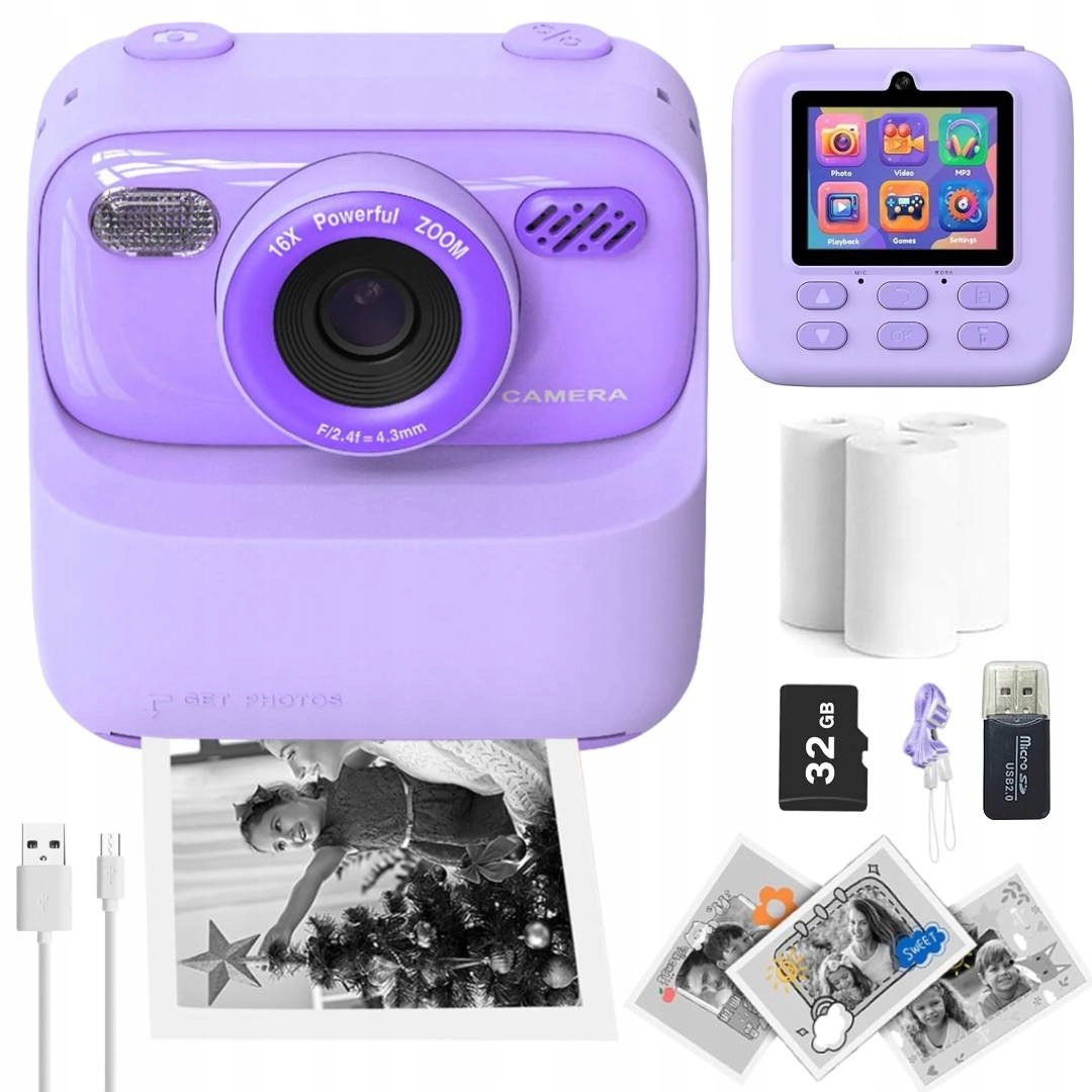 Fotoaparát Pro Děti Digitální Okamžitý Termální Tisk 32 Gb