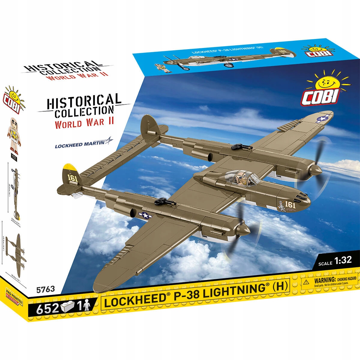 KLOCKI COBI 5763 Samolot LOCKHEED P-38H LIGHTNING HC WW2 652 El. Marka Cobi