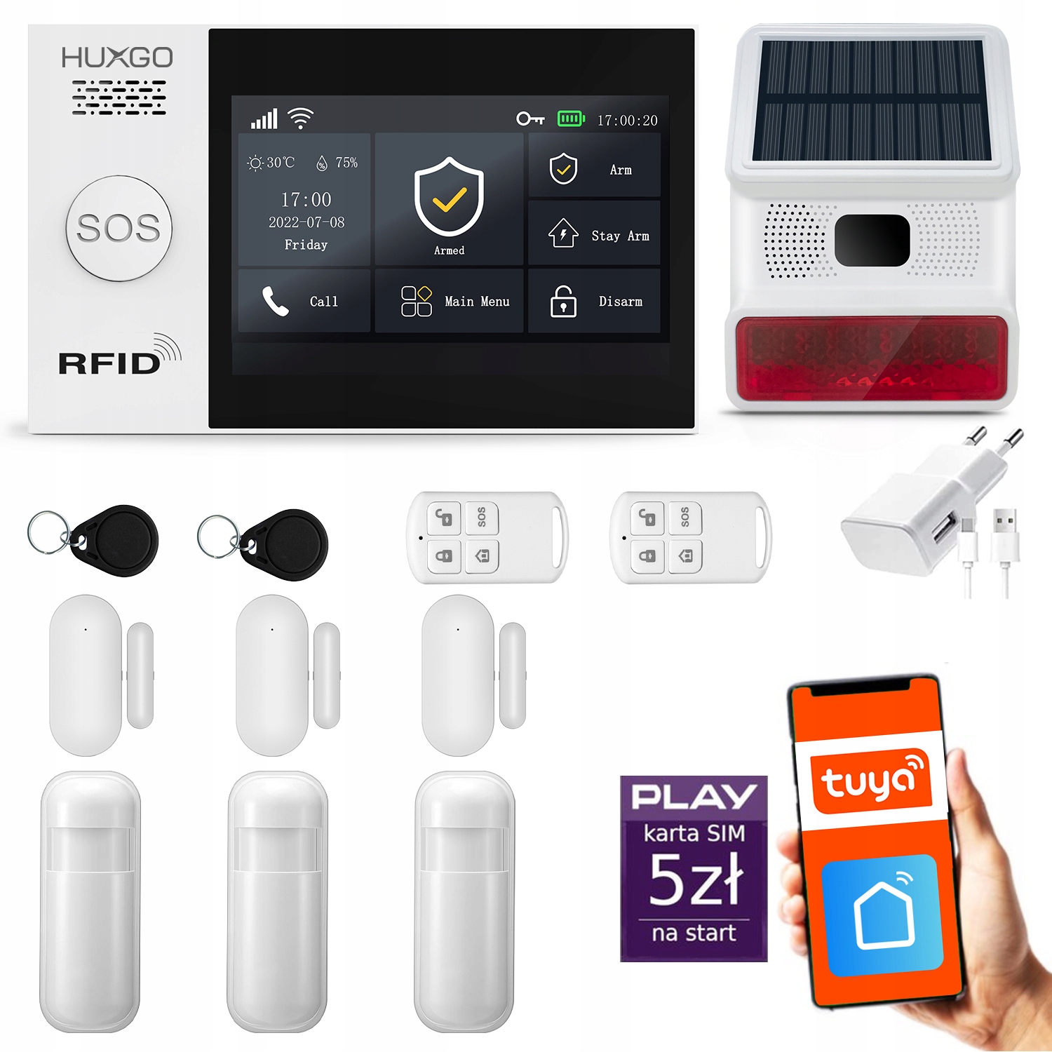 Bezdrôtový alarm Gsm WiFi, Sms, Tuya, alarmová sada Huxgo HXA007