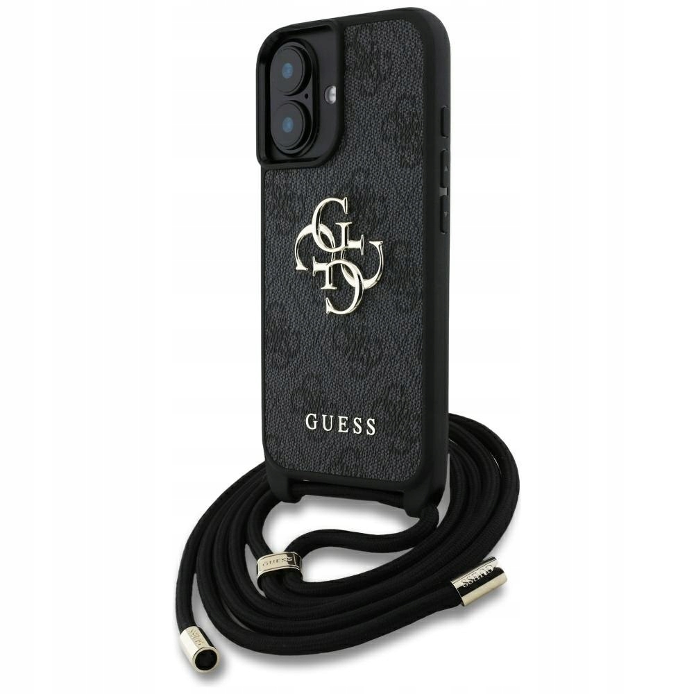 Etui Guess 4G Big Logo Cord Stap Crossbody do iPhone 16 Plus czarny