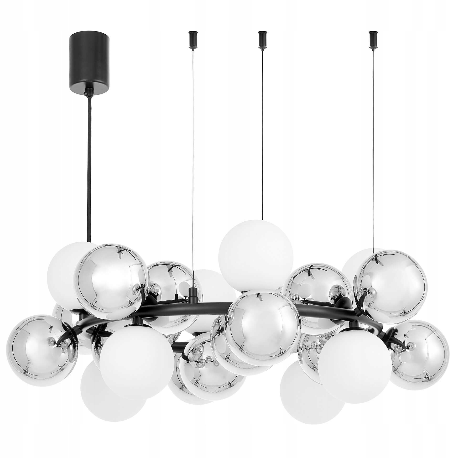 Lampa Wisząca Sufitowa Żyrandol Nowoczesny Czarny Białe Kule Led Saona 24