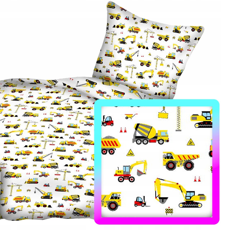 

Pościel w żółte samochody koparki 90x120 cm