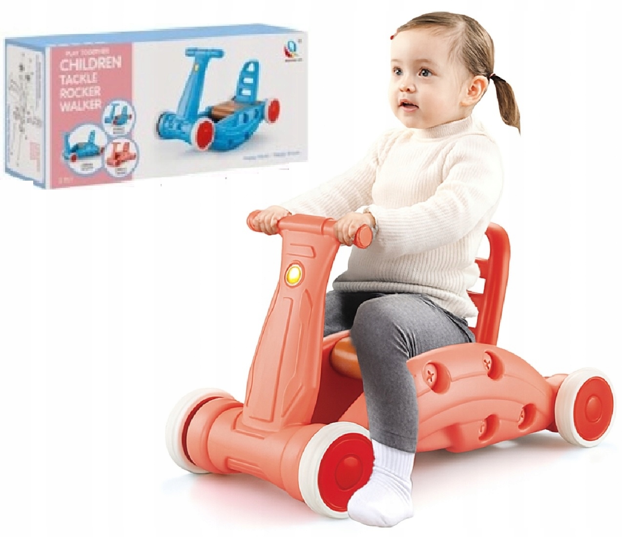 Jeździk Pchacz Bujak 3w1 Dla Dzieci Auto Huśtawka Chodzik Różowy