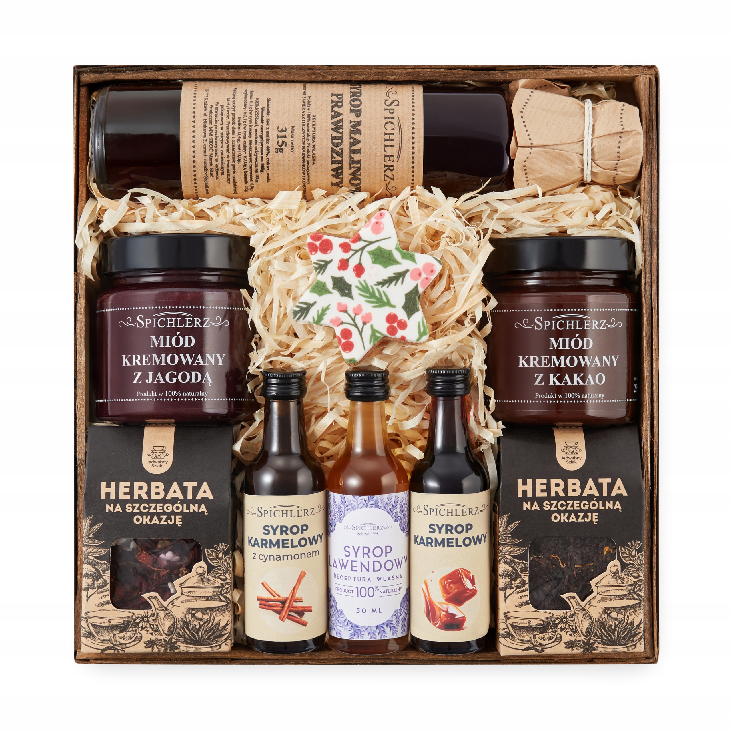Dárkový koš Čaj Med sada dárek k svátku Mikuláše Sirup Box