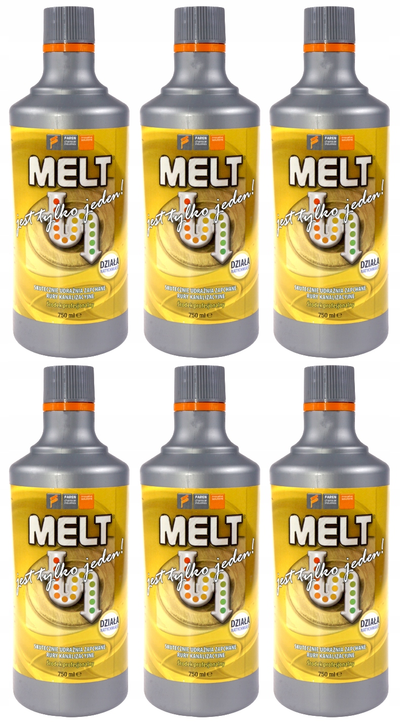 6 x Środek Melt Zestaw Do Udrażaniania Rur Pcv Syfonów Kabin, Wanien Mocny