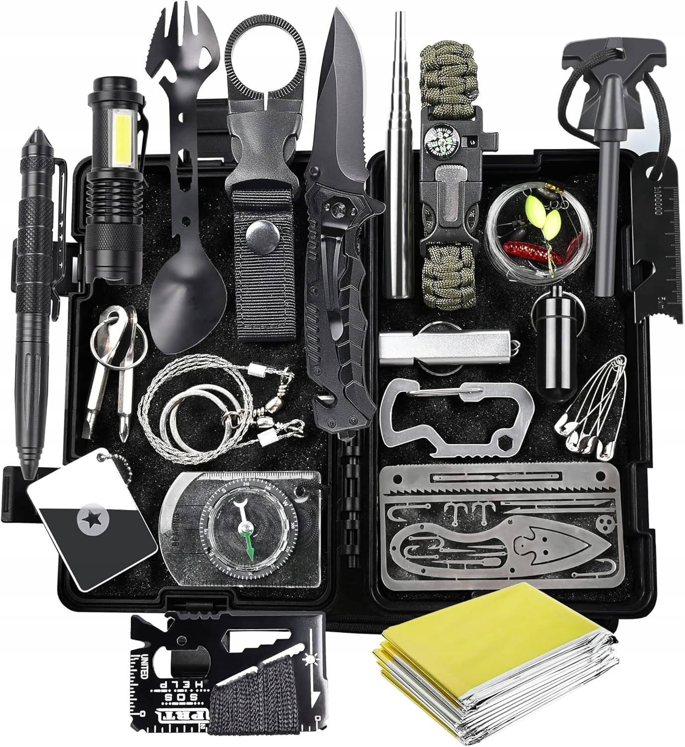 Taktický Survivalový Set 21V1 S Kompasovou Svítilnou A Outdoorovými Doplňky
