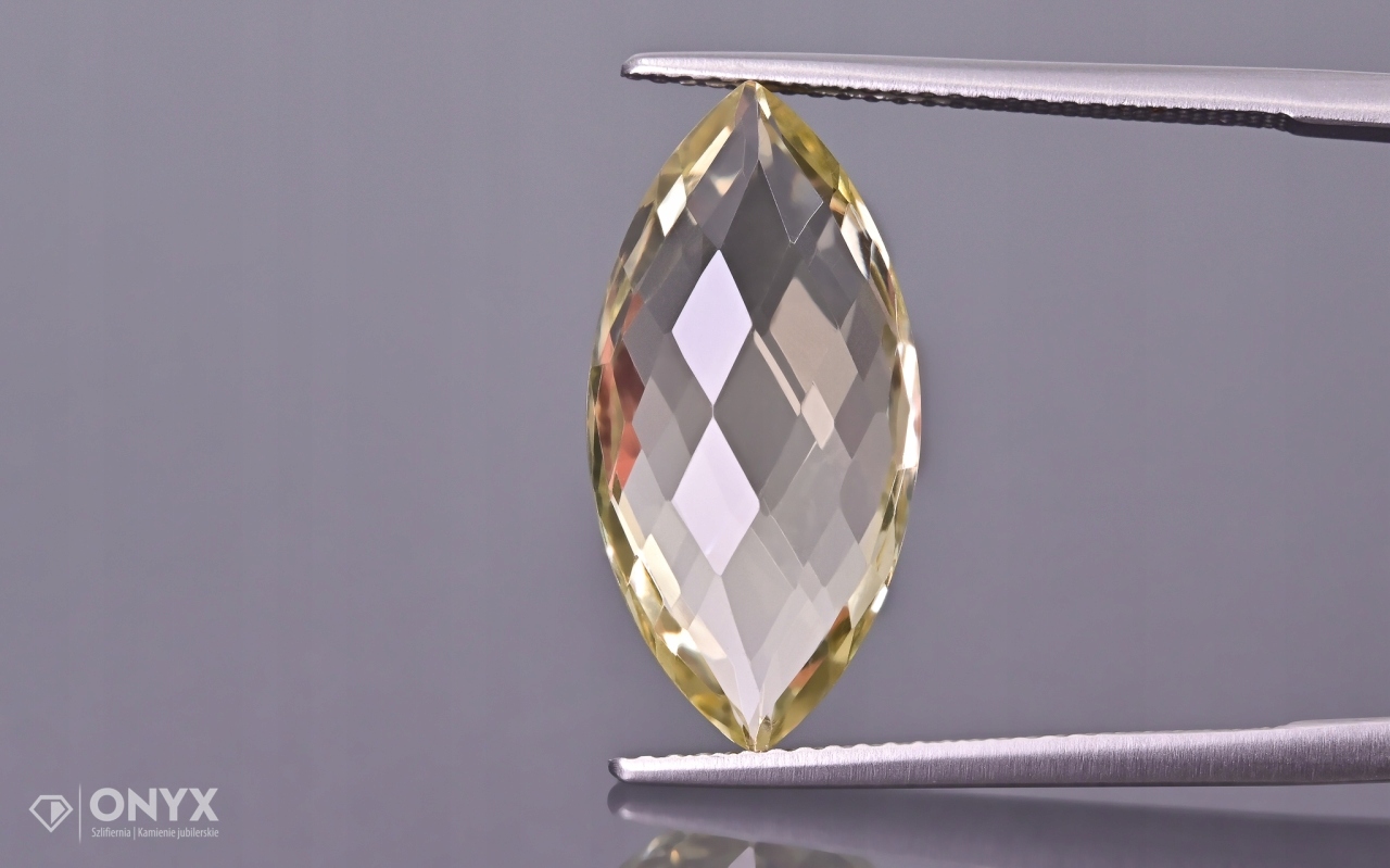 Křemen lemon fazetovaný markýza 20x10 mm