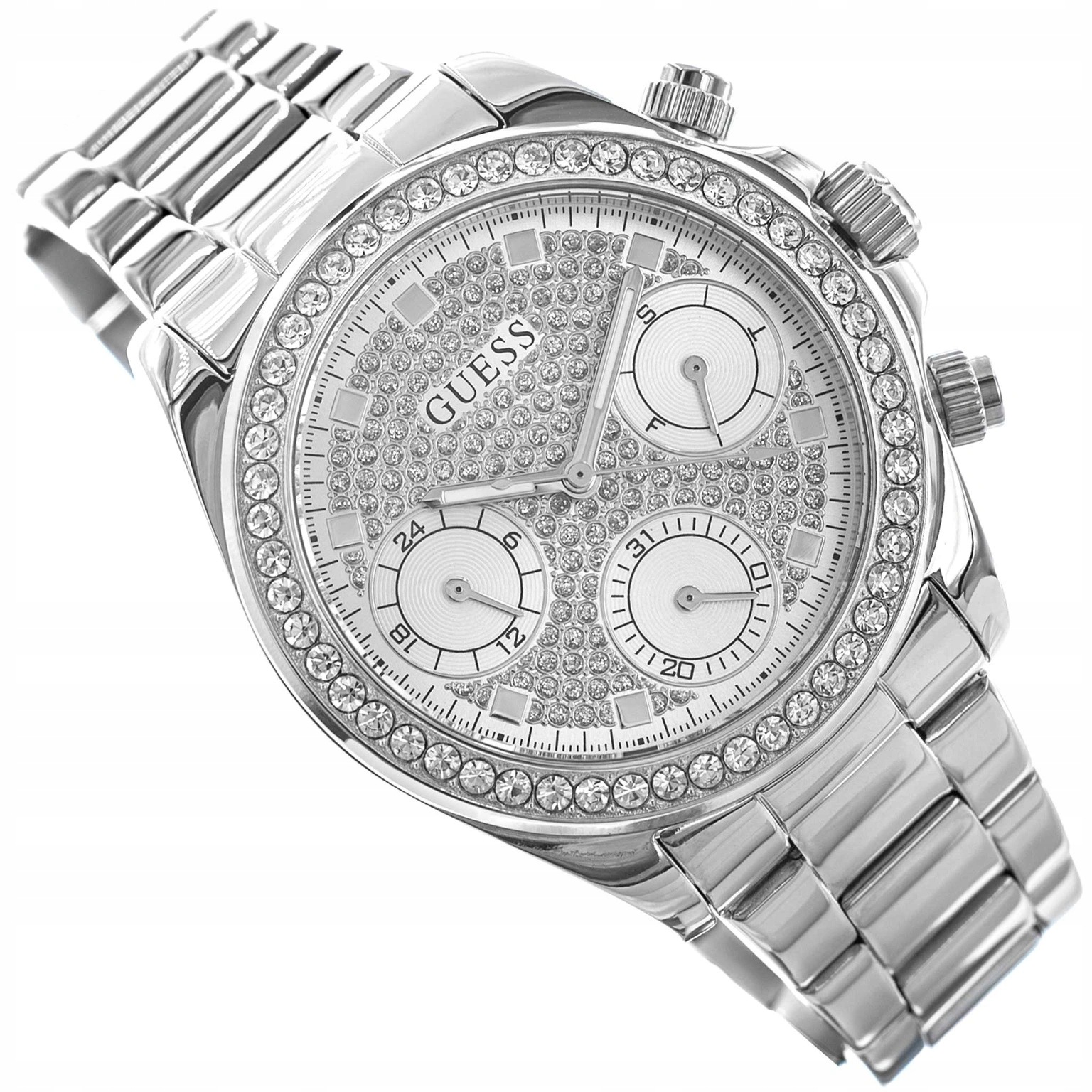 Damski Zegarek Guess GW1037L1 Victoria Srebrny Cyrkonie Glamour