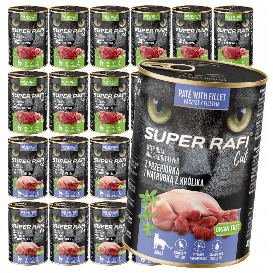 Rafi Cat 24x400g Bezzbożowa Mokra Karma Dla Kotów Mix 2 Smaków