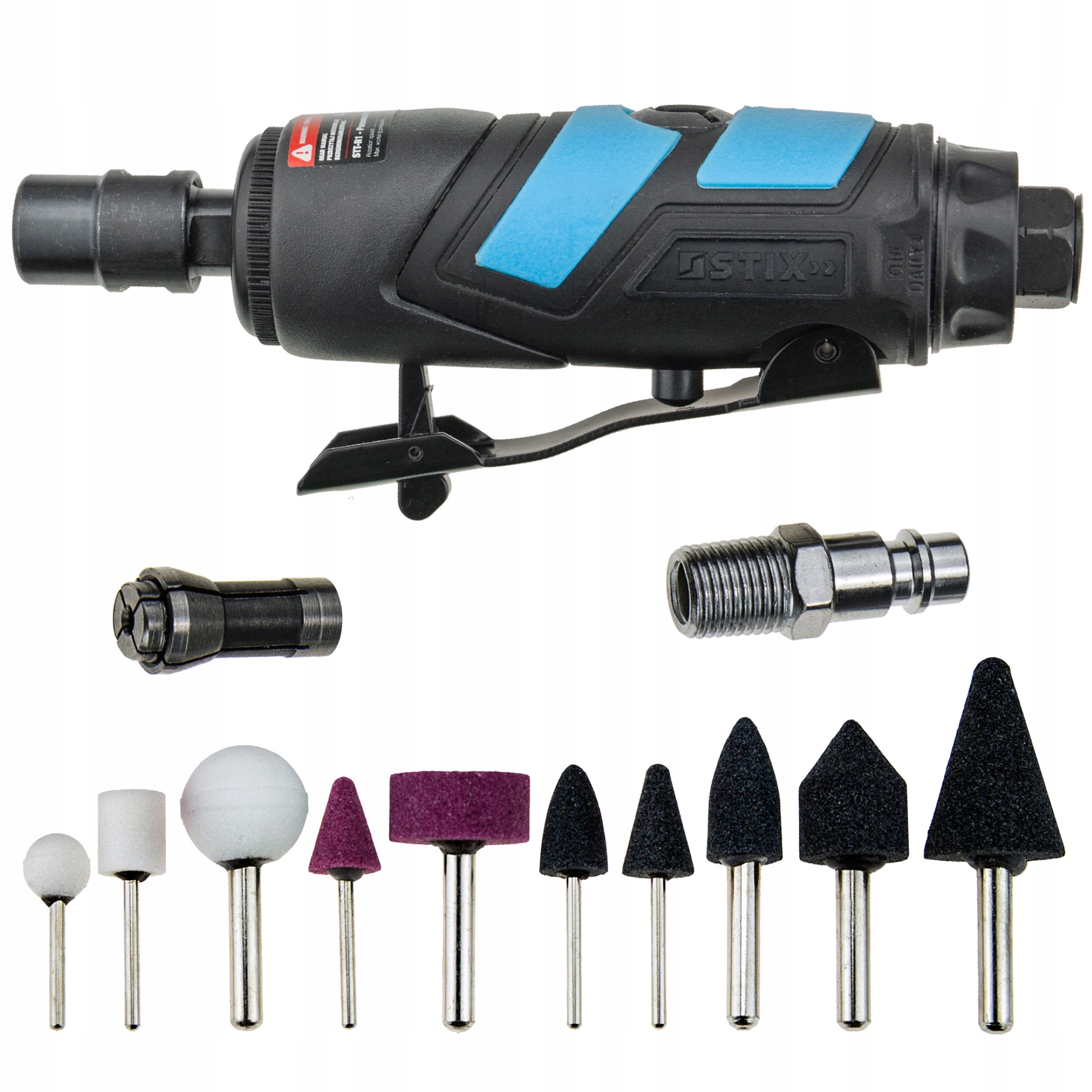 SZLIFIERKA PNEUMATYCZNA PROSTA TRZPIENIOWA 6 MM 1/4'' Z AKCESORIAMI STIX