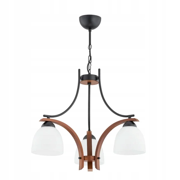 Závěsná lampa Alfa Bafia 3xE27 15W černá/dřevo, klasický styl