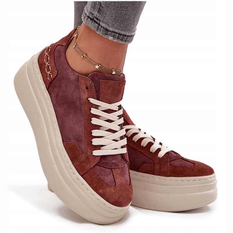 Dámské Tenisky Masivní Semišová Platforma Zazoo N1270S3 Fialové 41