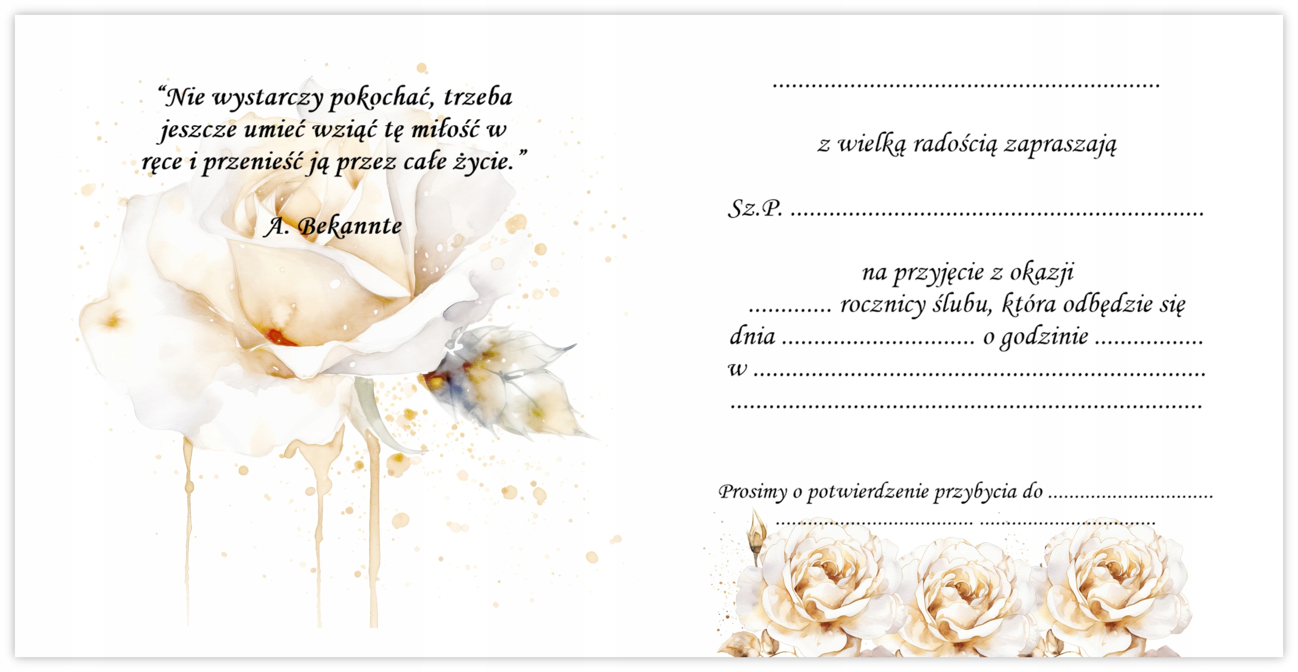 ZAPROSZENIA NA 50 ROCZNICĘ ŚLUBU ZŁOTE GODY - GOTOWE BEZ KOŚCIOŁA + KOPERTA Marka inny