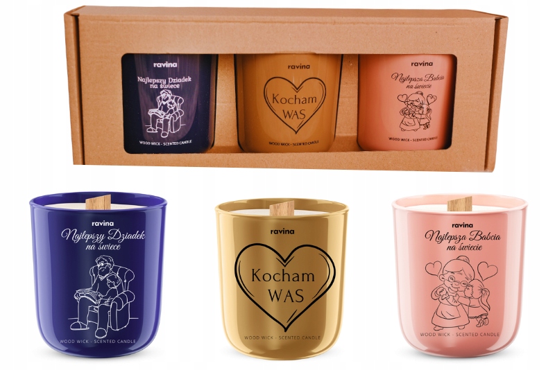 3x Vonné Svíčky Dárek Pro Babičku Dědečka Prarodiče Pod Stromeček