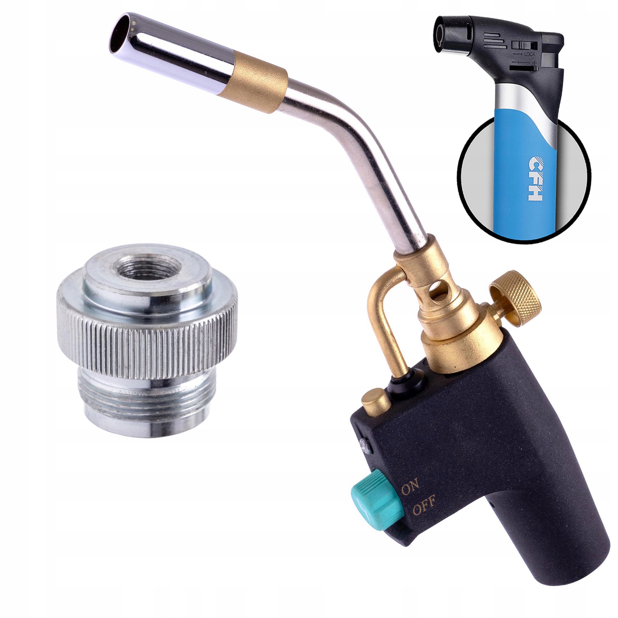Plynový Hořák Mapp Propylen Pájení Piezo Tryska Turbo 2800°C Adaptér Cfh
