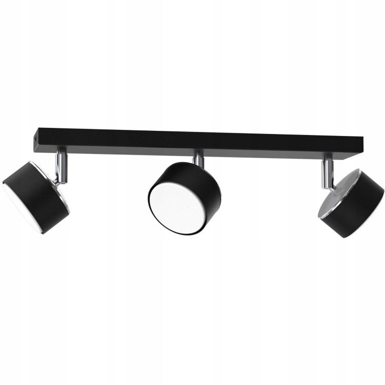 Stropní Svítidlo Axis Lišta 3x Spotová Kovová Nastavitelná Černo Stříbrná Obývací Pokoj