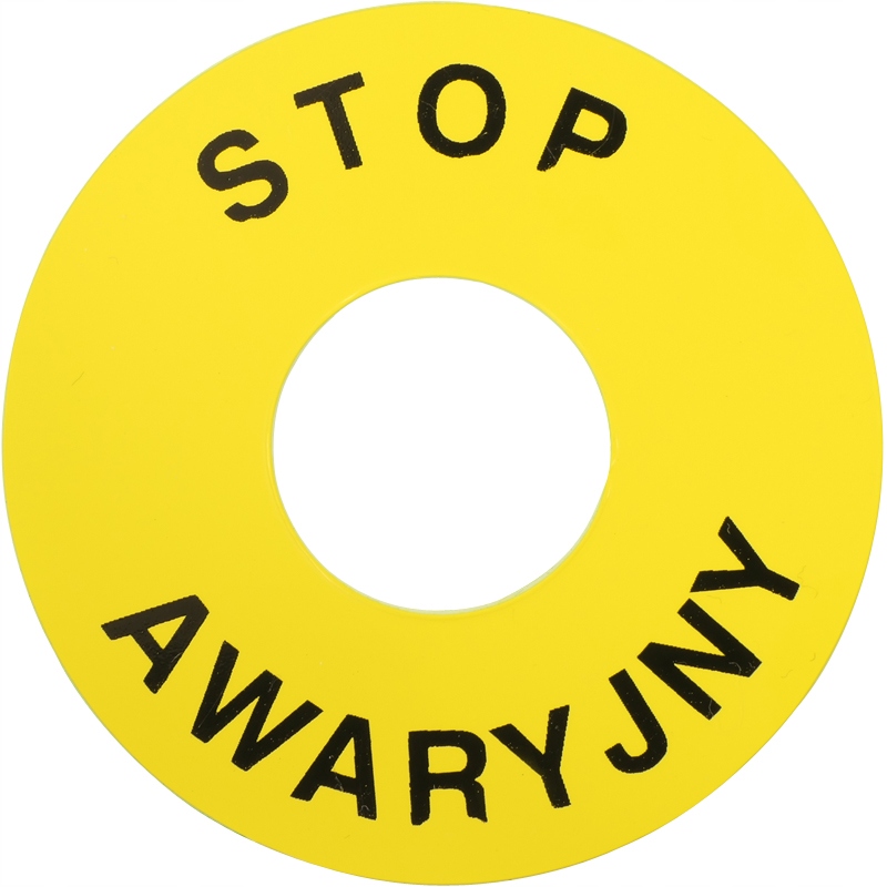 Tabliczka z nadrukiem STOP AWARYJNY Ø 60 mm PTE/I