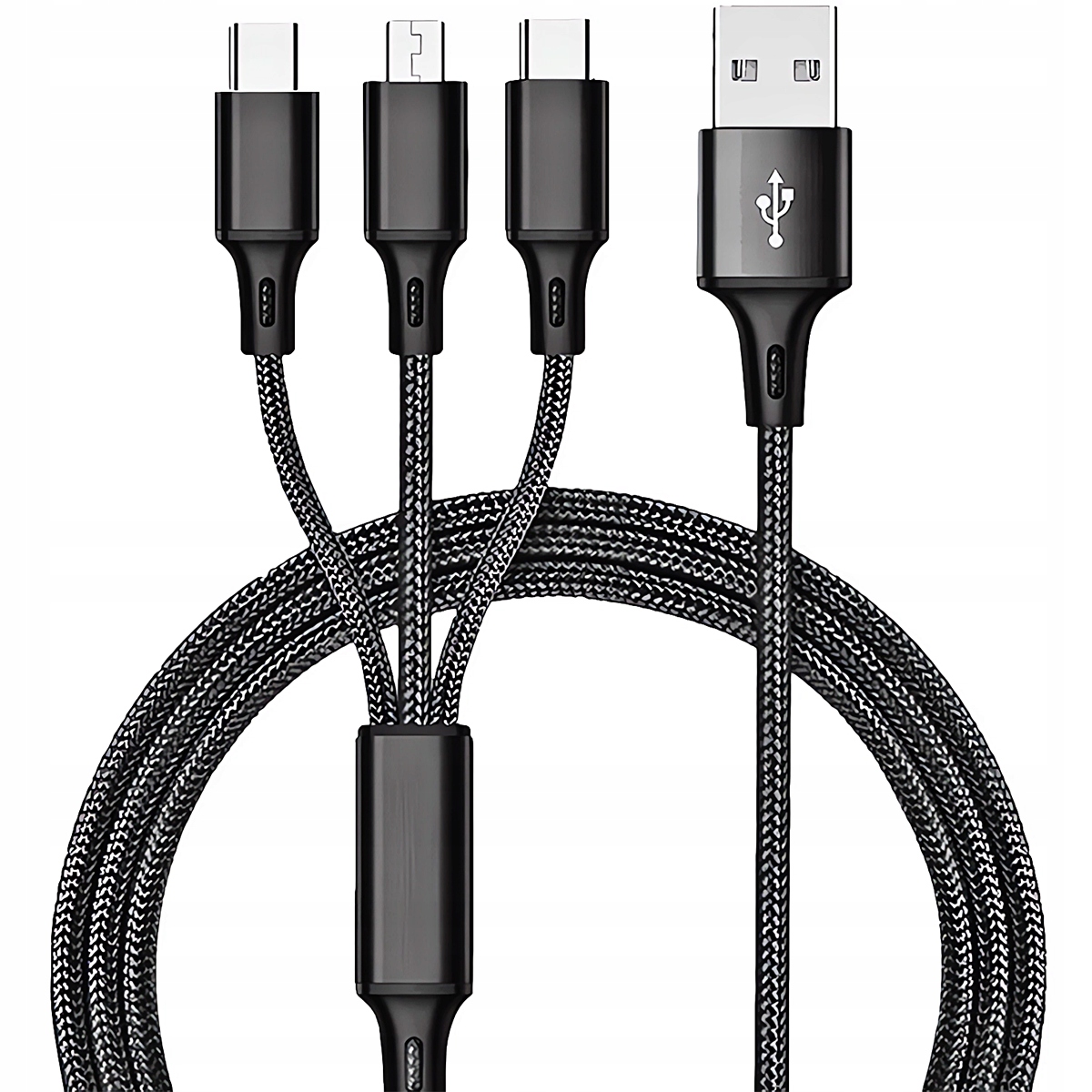 SZYBKA ŁADOWARKA SIECIOWA 4X USB QC 3.0 KABEL 3W1 LIGHTNING MICRO-USB USB C Prąd wyjściowy 3000 mA