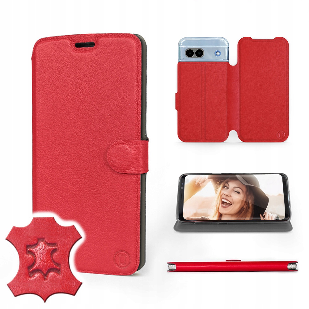 Etui Mobiwear do Google Pixel 8A Red Leather