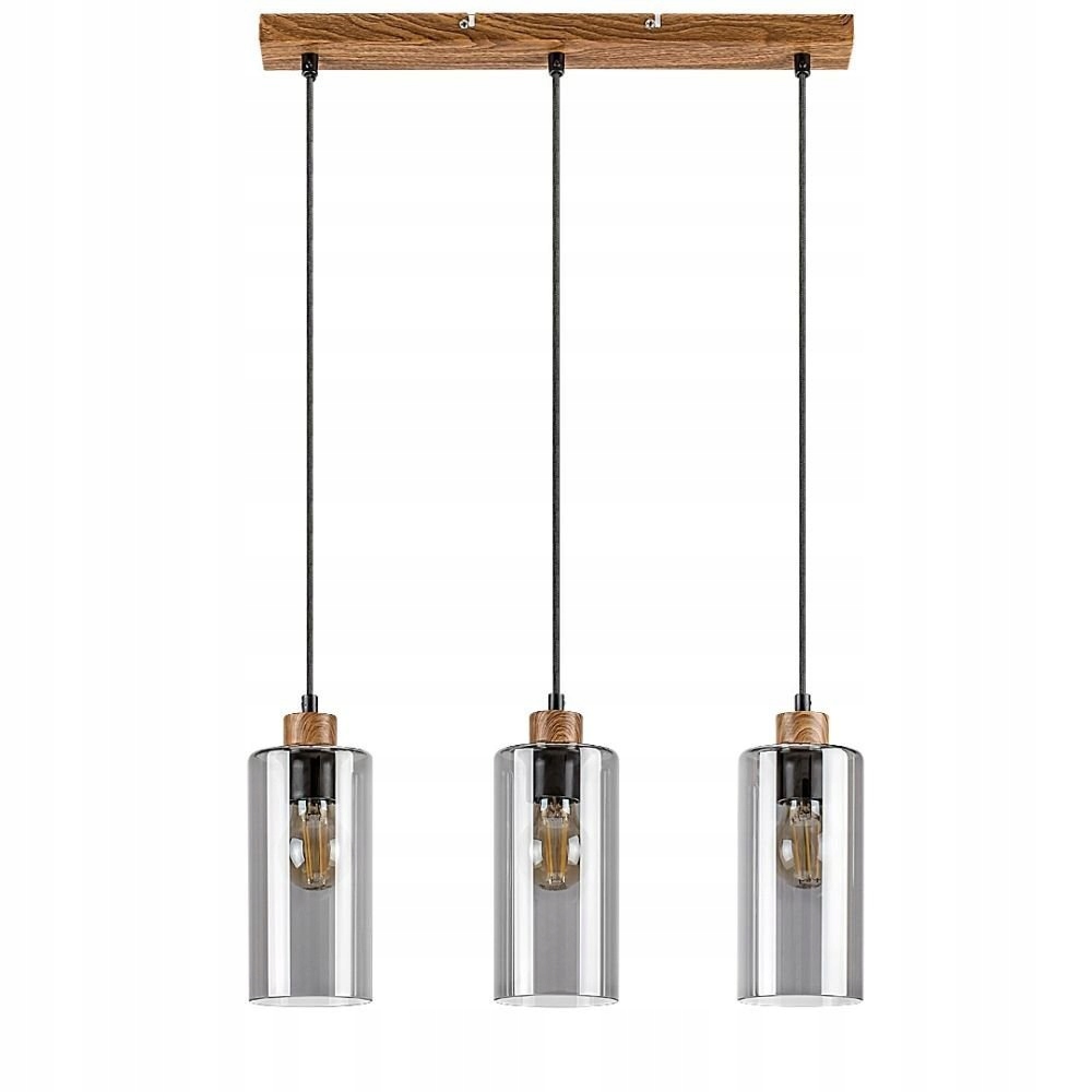 Dřevěná trojitá závěsná lampa tuba nad stůl