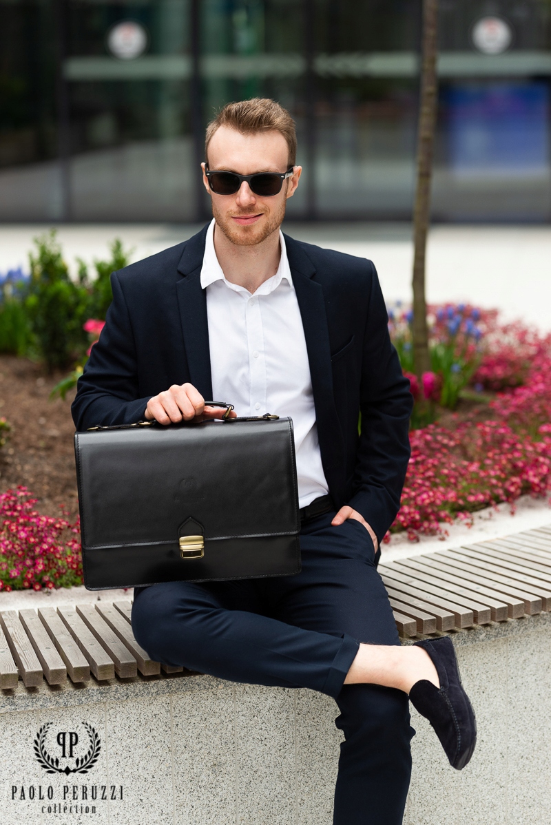 KLASYCZNA AKTÓWKA MĘSKA SKÓRZANA N01-BL Rodzaj teczka